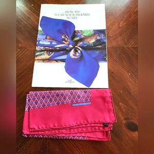 HERMES SQUARE POCKET SCARF W/ 1994 CATALOG
